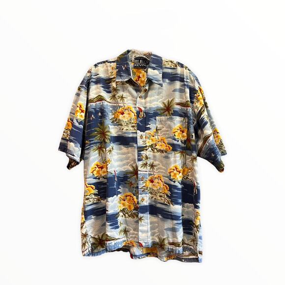 Vintage Oversized Beach Floral Hawaiian Short Sleeve Button Up Shirt - Picture 1 of 3